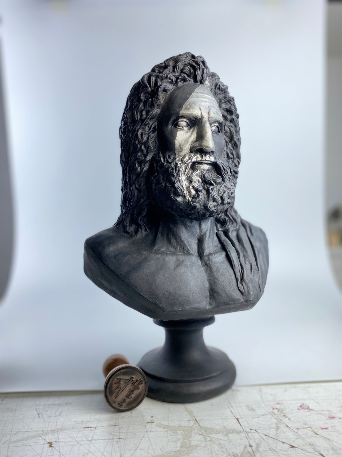 Zeus 'Silver Scar' Pop Art Sculpture, Modern Home Decor