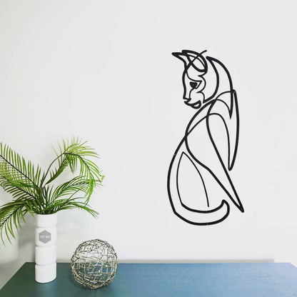 Line Art Cat Metal Wall Art, Modern Metal Wall Decor