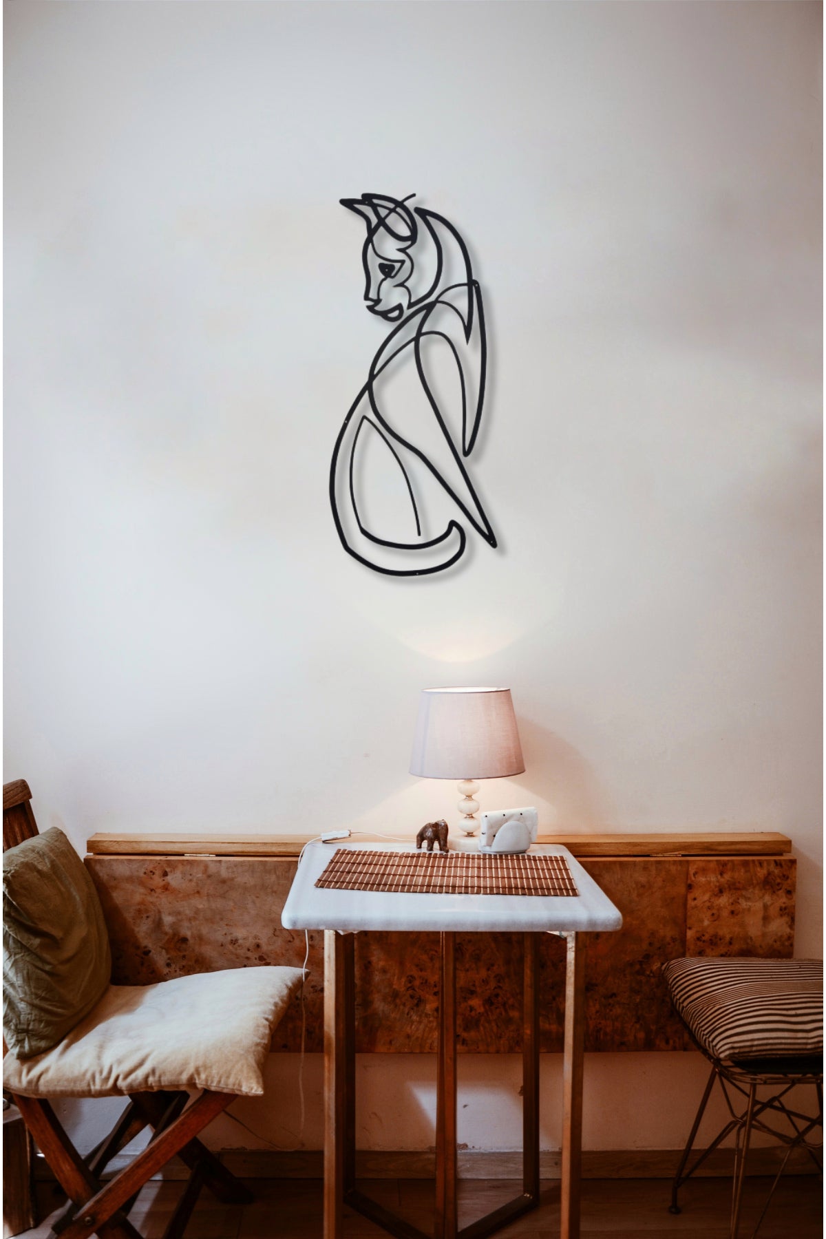 Line Art Cat Metal Wall Art, Modern Metal Wall Decor