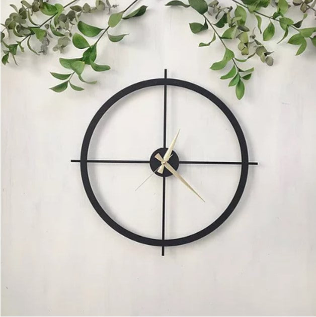 Gold Minimal Metal Wall Clock, Modern Metal Wall Decor